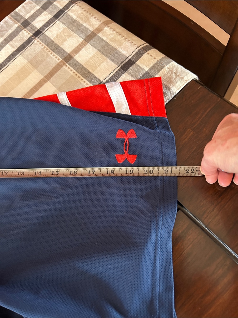 Under Armour Navy and Red Men's Athletic Shorts - Picture 6 of 9